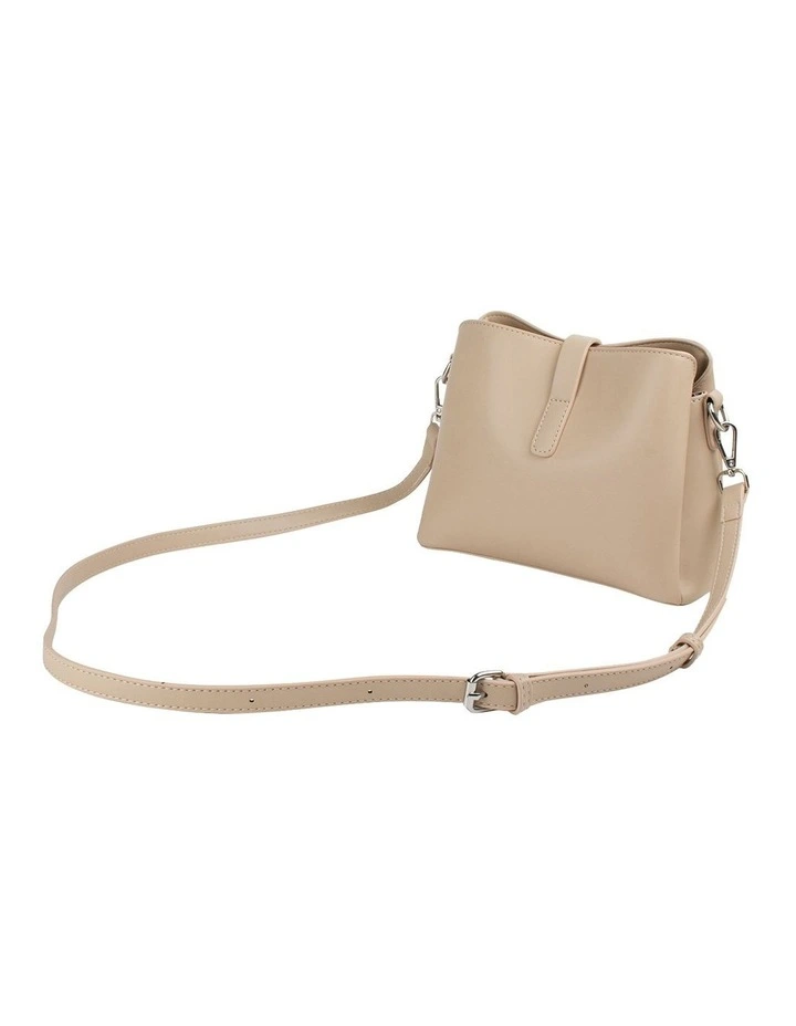 Carly Rushed Strap Crossbody Bag in Taupe