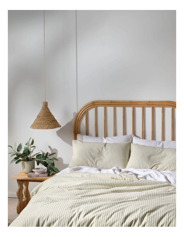 Classic Stripe Quilt Cover Set in Pebble