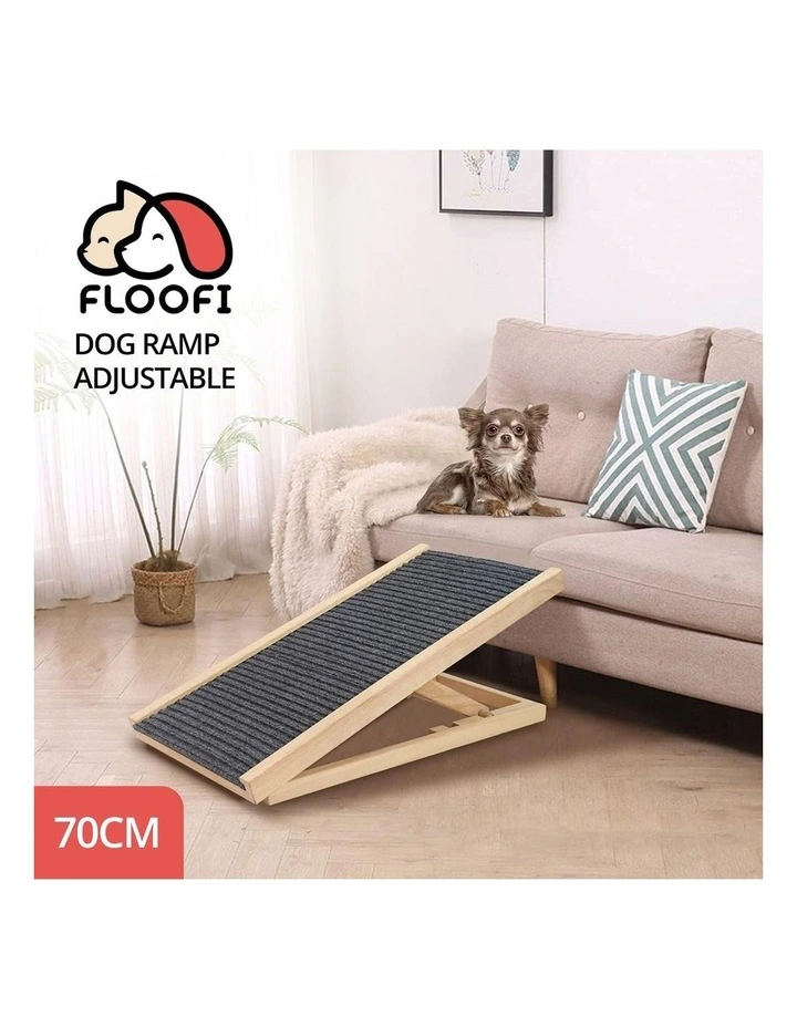 Wooden Adjustable Height Pet Ramp Dog Sofa Stairs 70x35x9.5cm in Multi