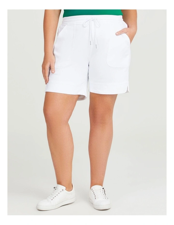 Cotton Casual Denim Short in White