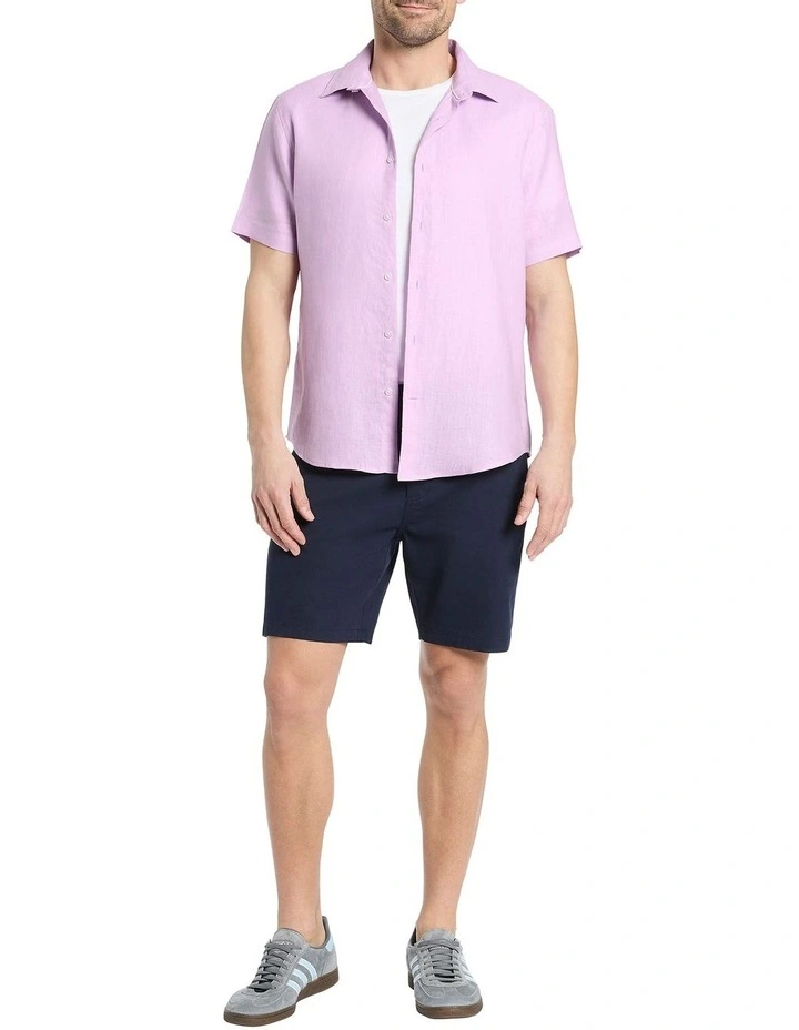 Felix Short Sleeve Linen Shirt in Orchid
