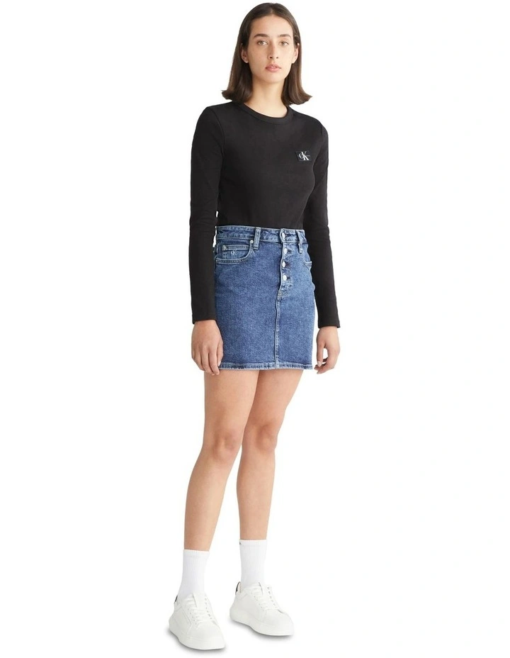 Woven Label Rib Long Sleeve