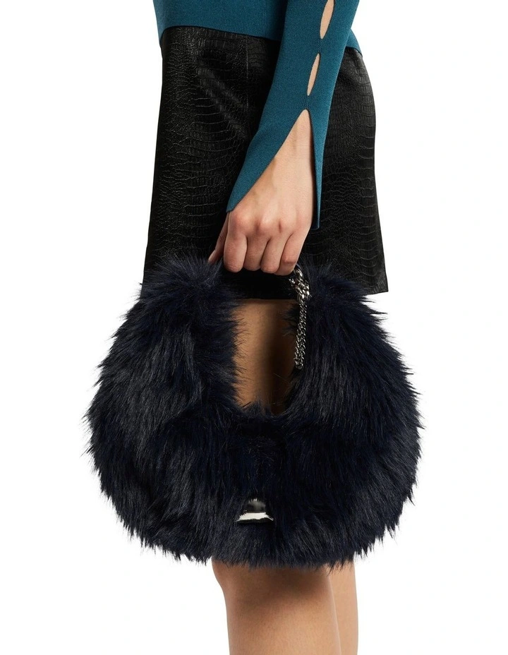 Calypso Fur Bag in Petrol Blue