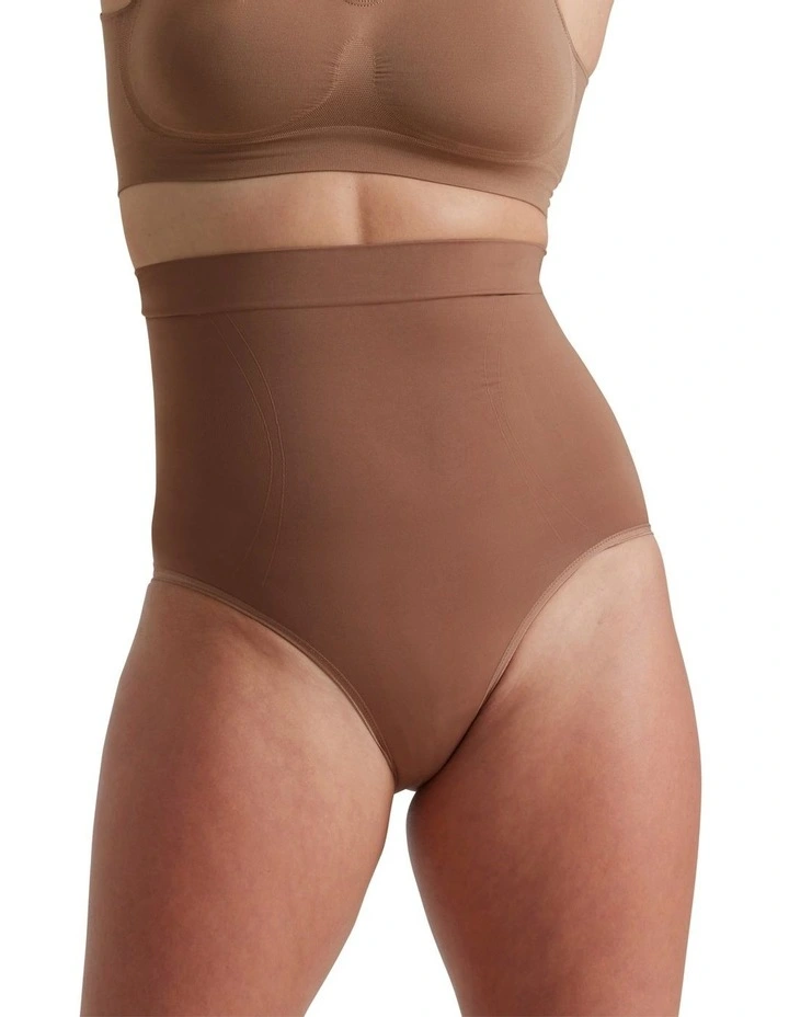 Killer Figure Power Lite High Waisted Brief In Almond Brown