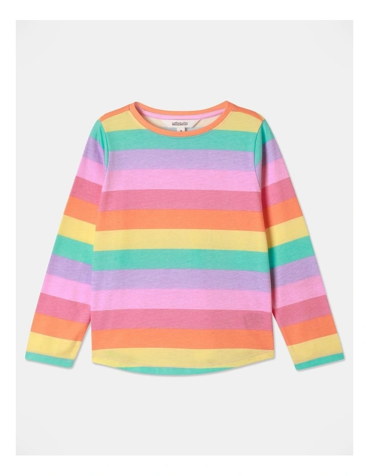 Essential Rainbow Stripe Long Sleeve Tee in Rainbow