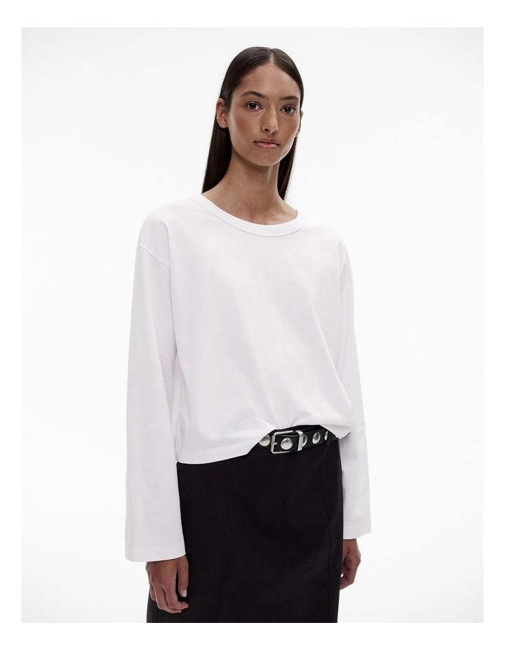 Cotton Drop Shoulder Top in Pure White