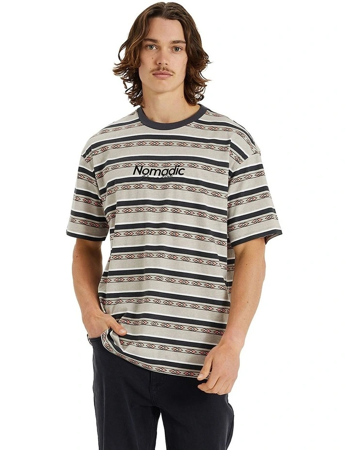 Hostile Box Fit Tee in Silver Cloud Stripe