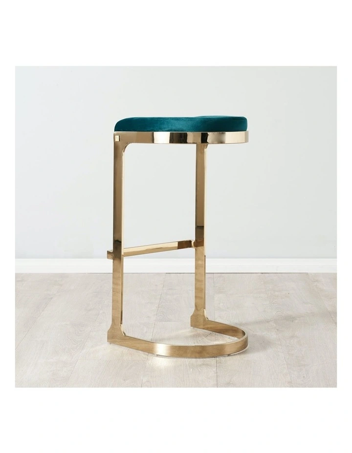 Rouven Velvet Bar Stool in Peacock Blue