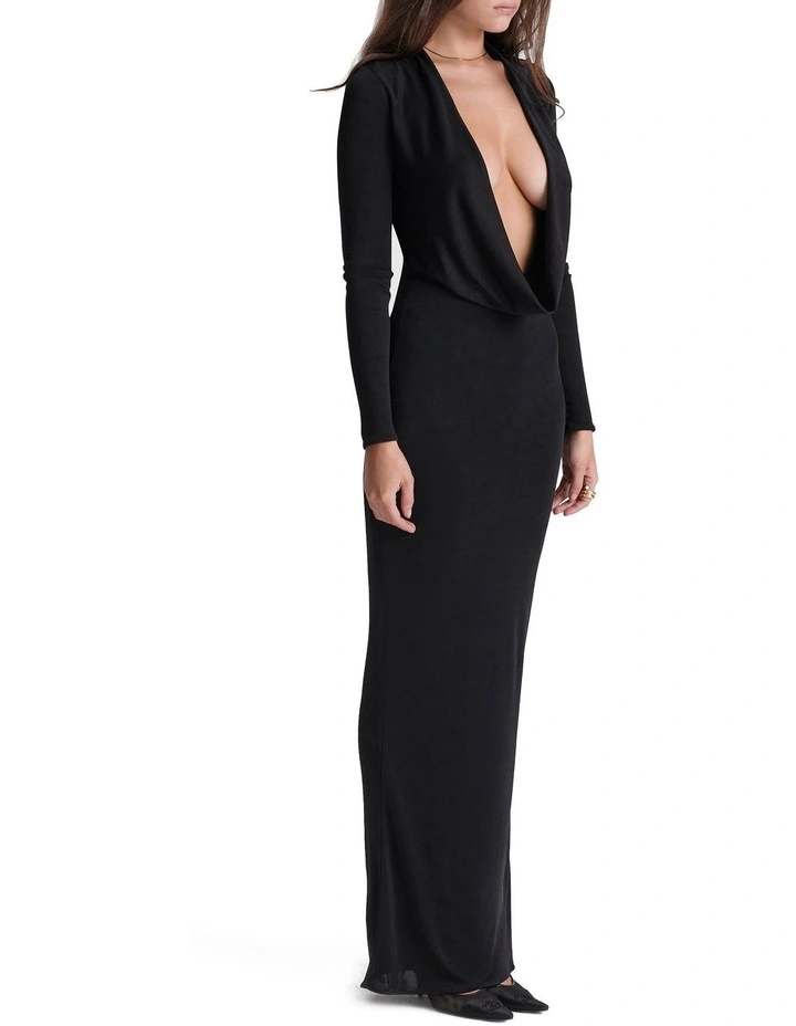 Saskia Draped Maxi Dress in Black
