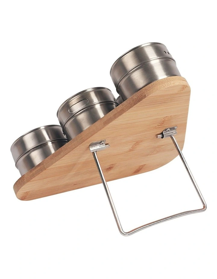 Bamboo Magnetic Spice Rack And Jars