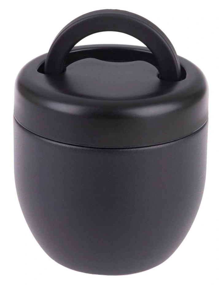 Stainless Steel Double Wall Insulated Food Pod 470ml in Black