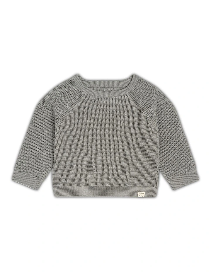 The Summit Raglan Knit Top (000-2 years) in OD Steel