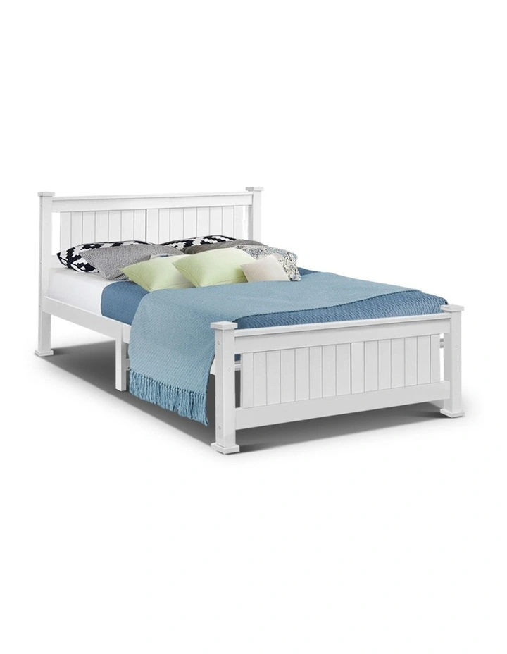 Wooden Queen Size Bed Frame in White