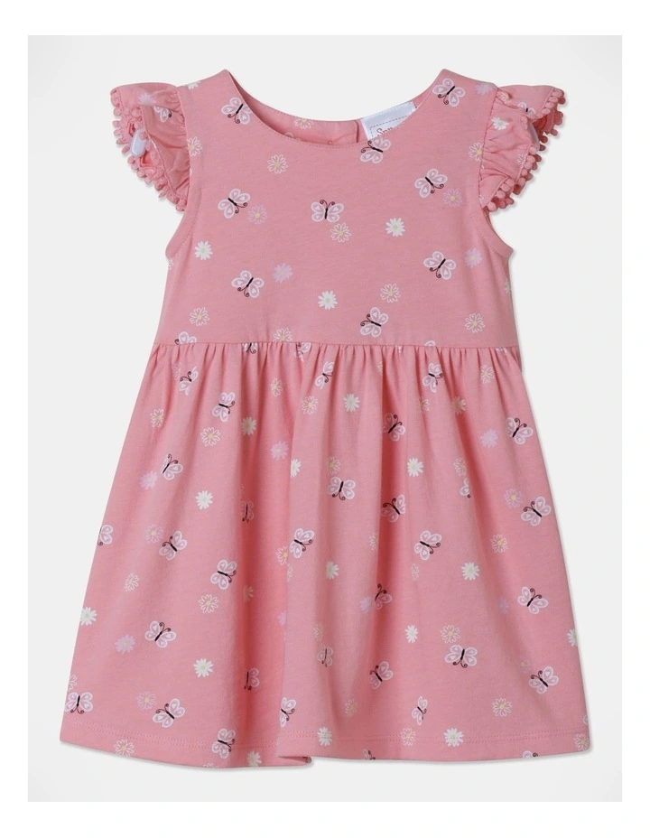 Butterfly Jersey Dress in Raspberry