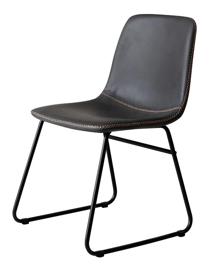 Padded Seat PU Dining Chairs x2 in Black
