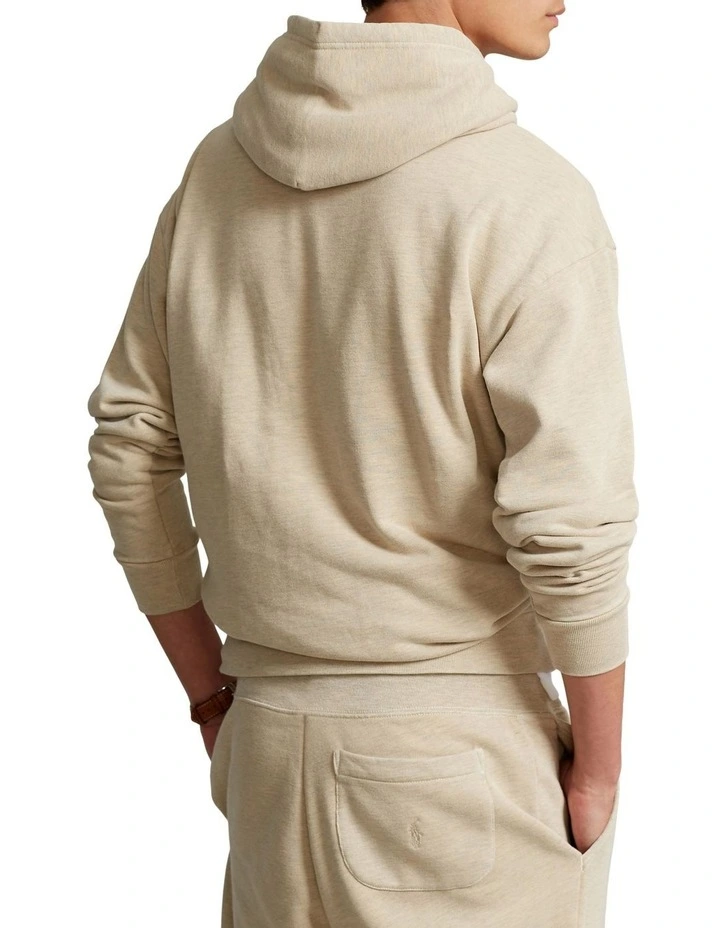 Big Fit Logo Over Dyed Fleece Hoodie in Beige