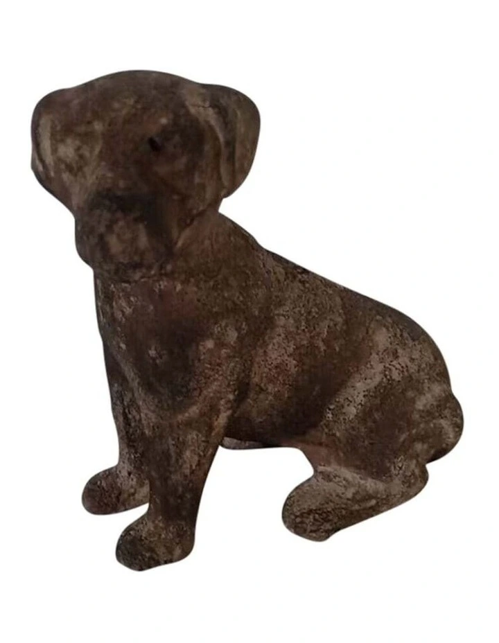Animal Figurine Cast-Iron Sitting Dog in Brown