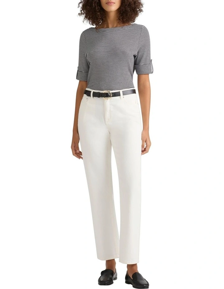 Margie Striped Tee in Ivory Stripe