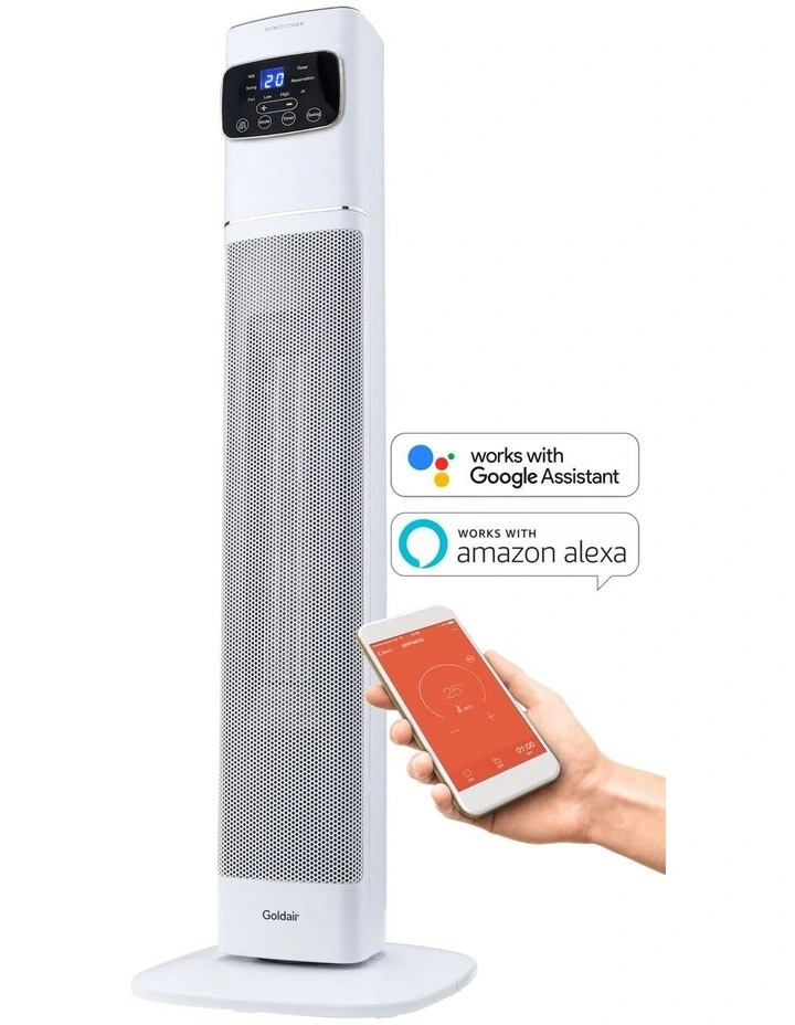 Smart Wi-Fi Ceramic 2400W Tower Heater White GCT330