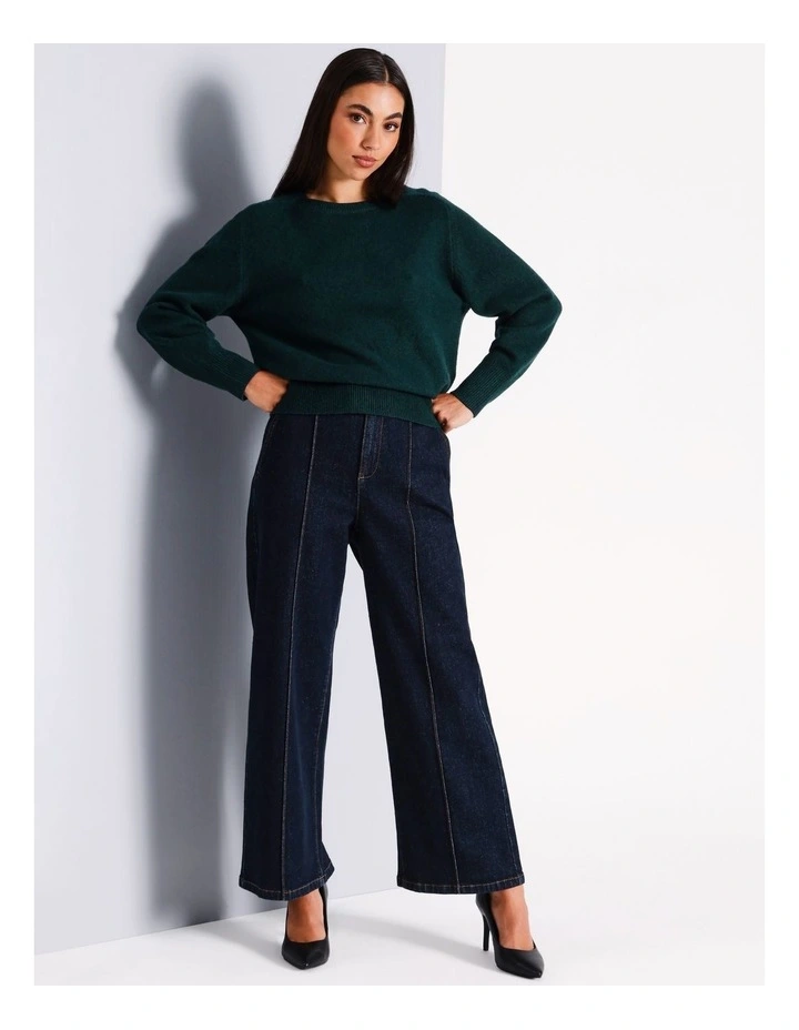 Soft Touch Crew Neck Knit in Dark Green
