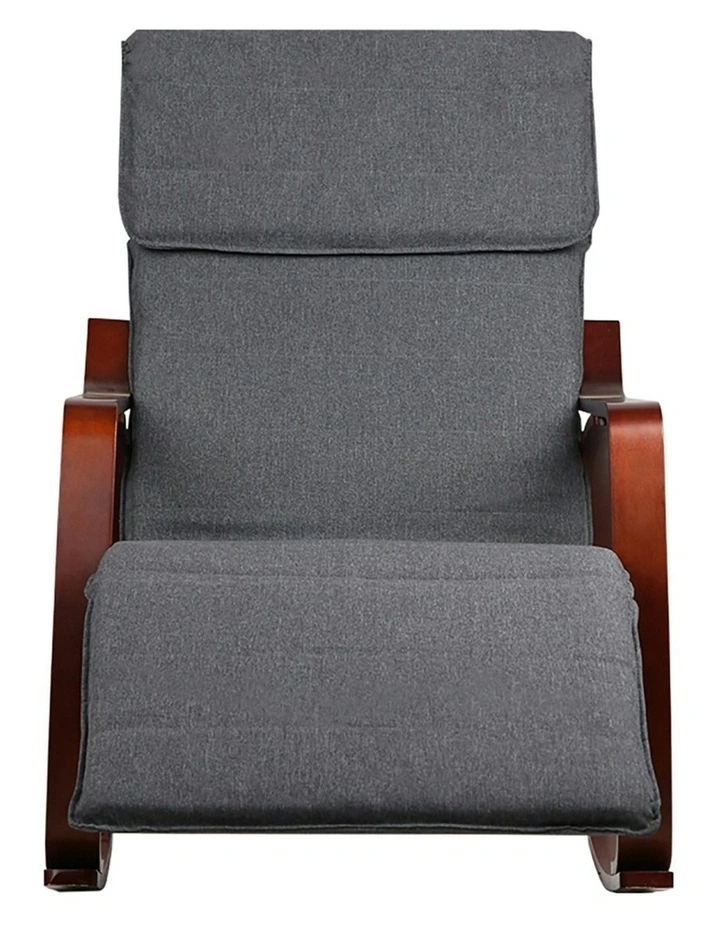 Rocking Armchair Bentwood Frame With Footrest in Charcoal Afton