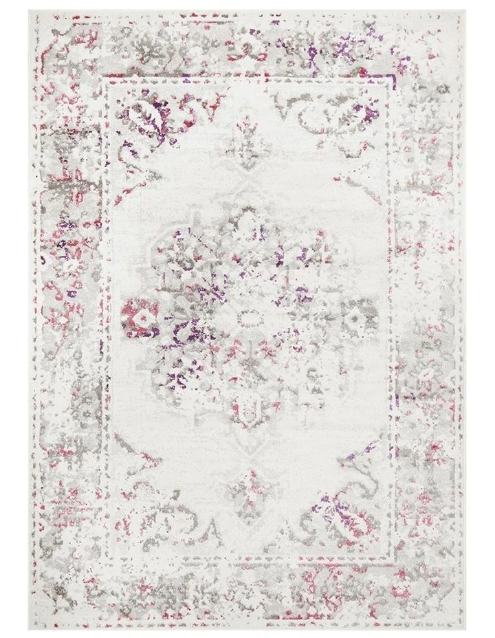 Alexa Transitional Rug White Pink Grey