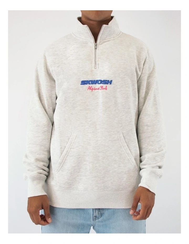 Alpine Club Half Zip Sweat Top in Snow Marle