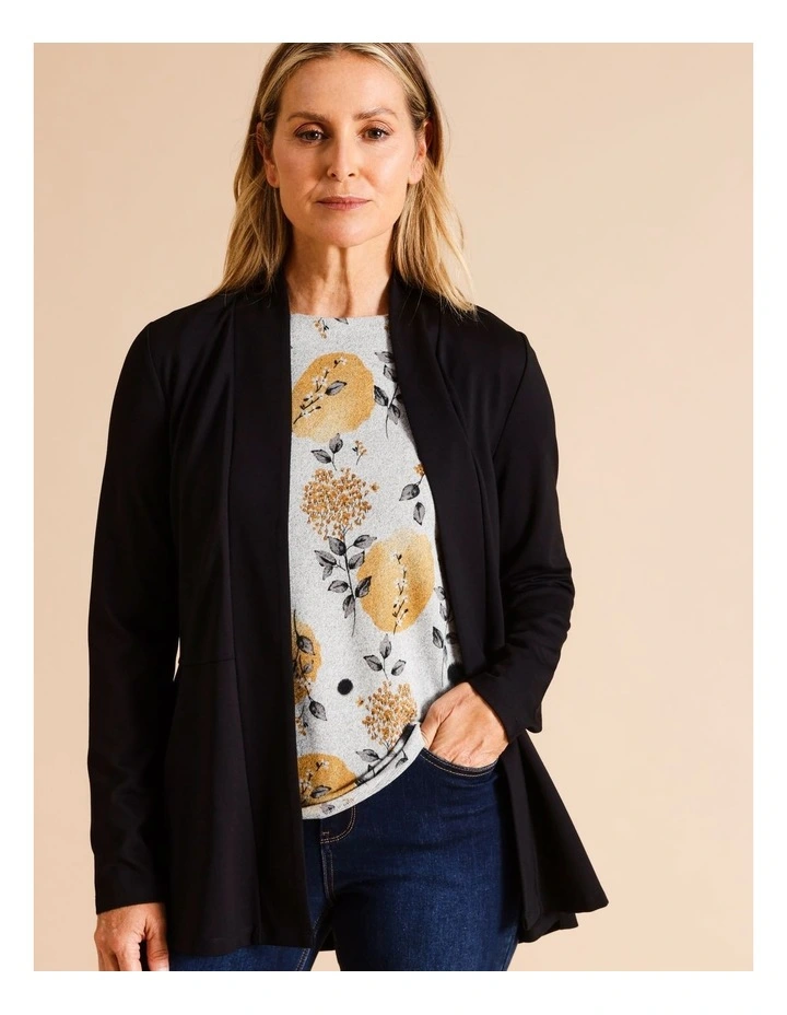 Sustainable Viscose Blend Edge To Edge Knit Travel Cardigan In Black