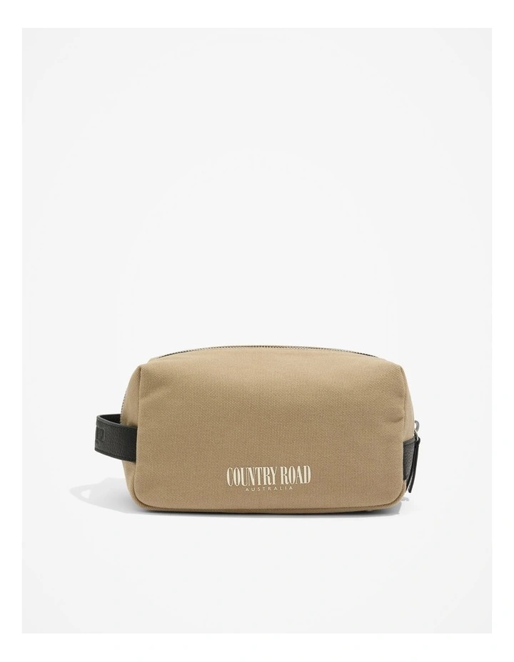 Organically Grown Cotton Heritage Wash Bag in Dark Stone