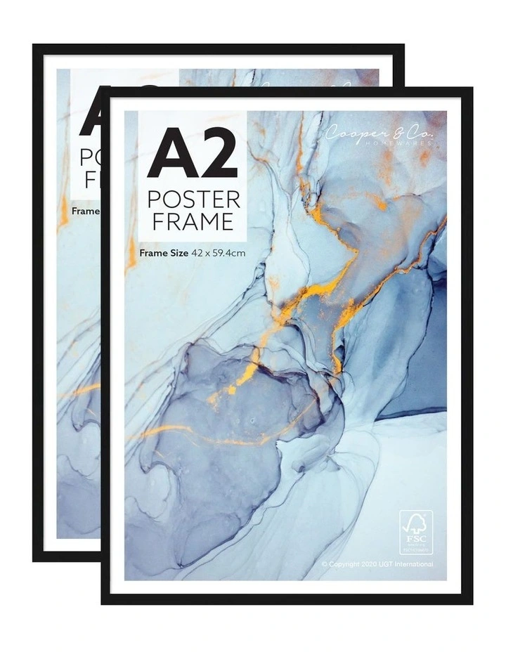 A2 Poster Photo Frames Set of 2 in Black