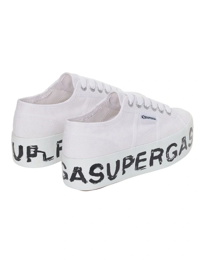 Platform Paint Lettering Shoes 2790 in White