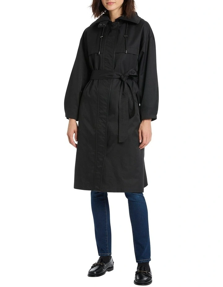 Ambrosia Longline Mac Coat in Black
