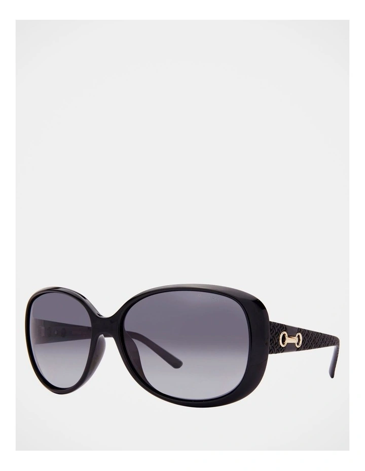 Ava Polarised Black Rectangle Sunglasses 383968