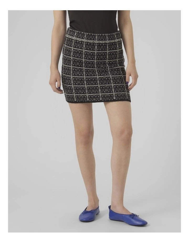 Kia Knit Skirt in Black/ Birch Check