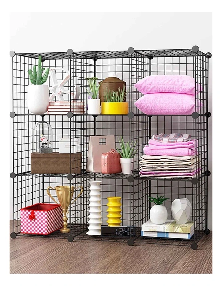 Portable 9-Cube Storage Foldable Modular Grid in Black