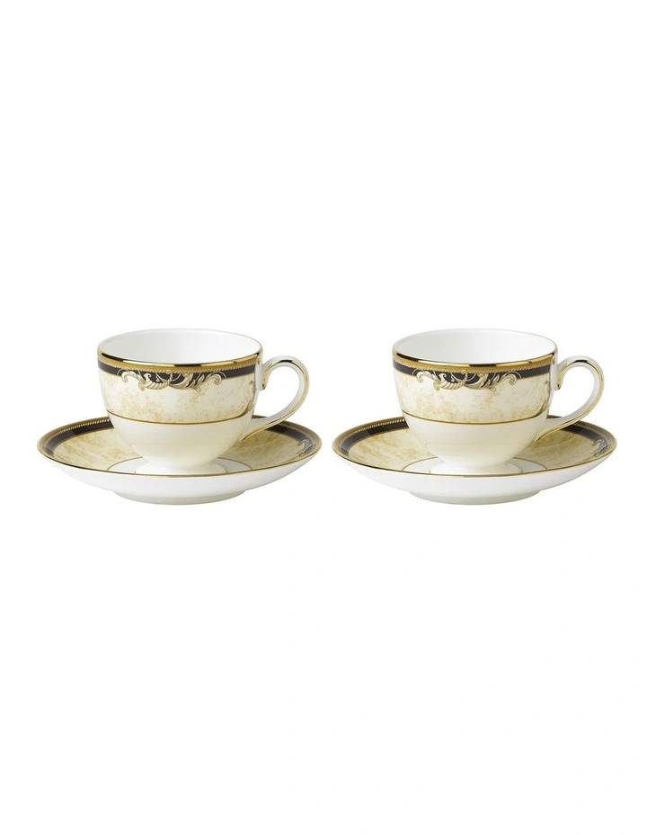 Cornucopia Teacup & Saucer Set of 2 White