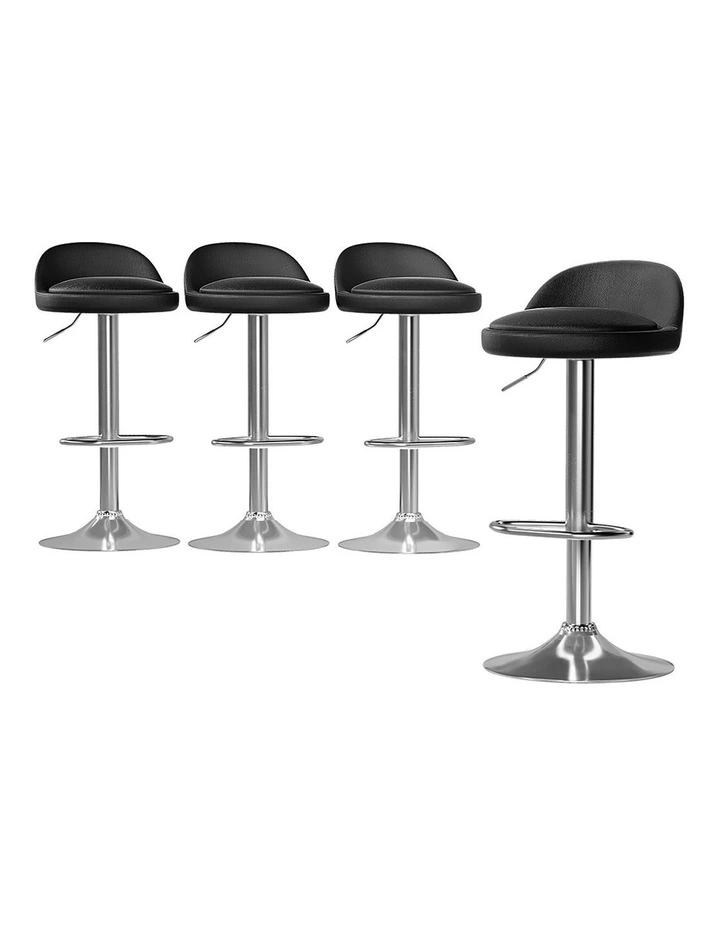 PU Leather Gas Lift Bar Stools 4x in Black