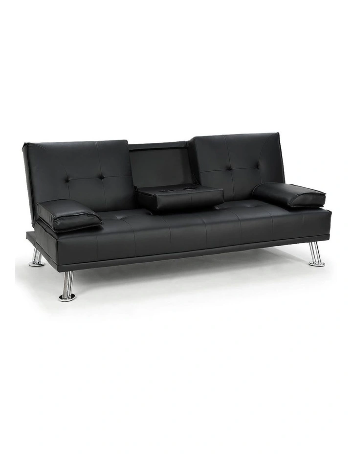 Sarantino Faux Leather Sofa Bed Lounge Furniture Black