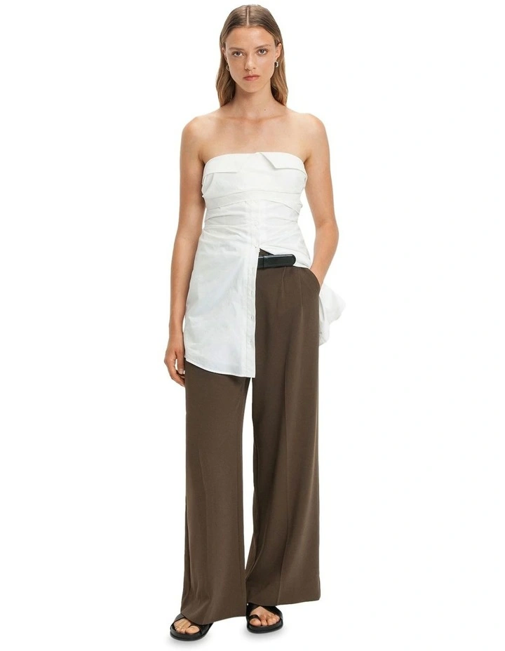 Strapless Wrap Detail Cotton Mini Dress in Off White