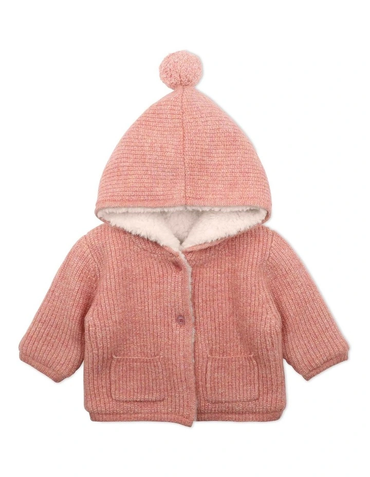 Knitted Hooded Jacket in Sherbet