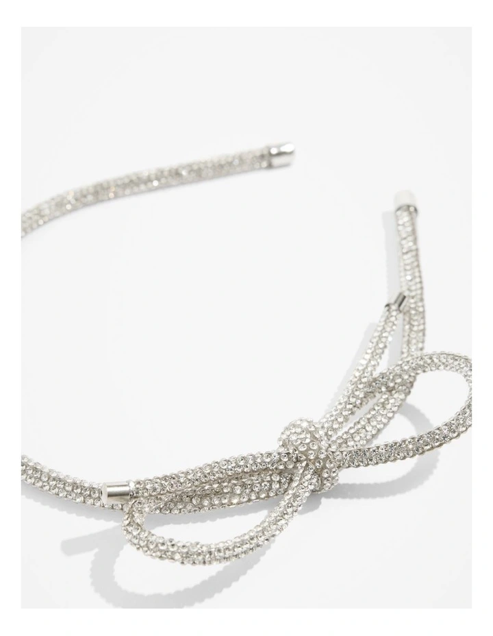 Crystal Bow Headband in Silver