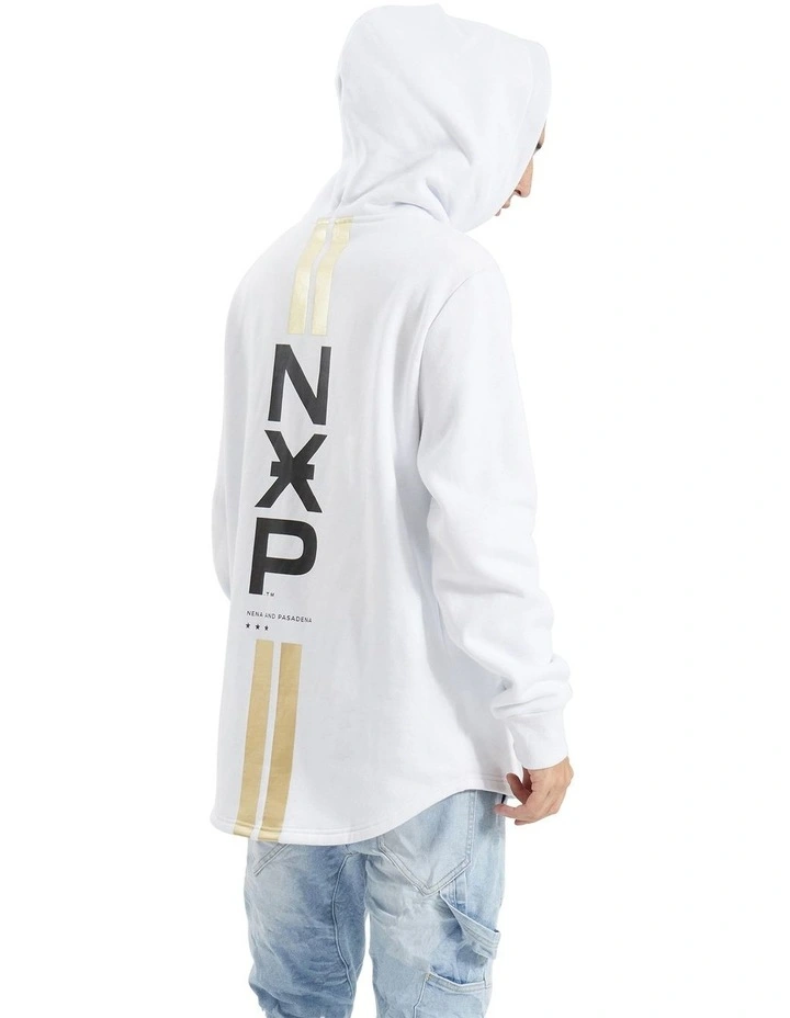 Styche Hooded Dual Curved Sweater in Optical White