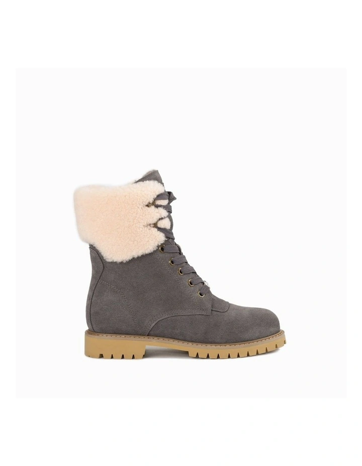 Liliana Shearling Zip Boots in Grey