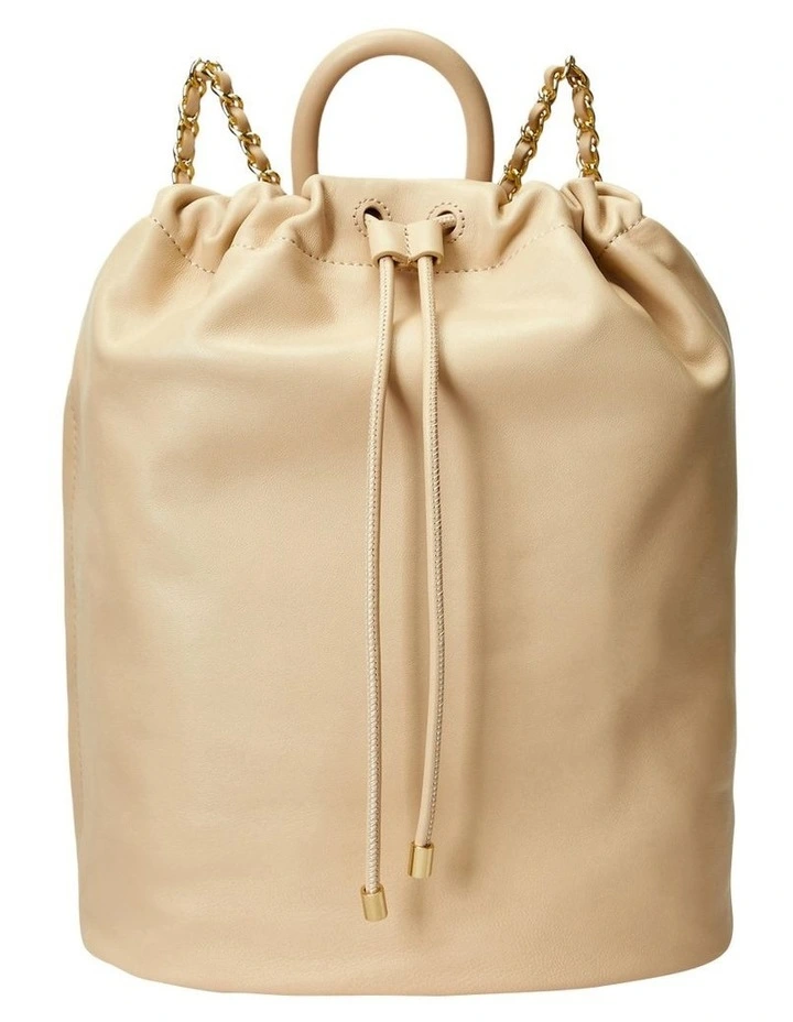 Nappa Leather Medium Izzie Backpack in Beige