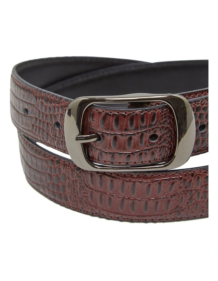 Marrisa Croco Belt in Burgundy