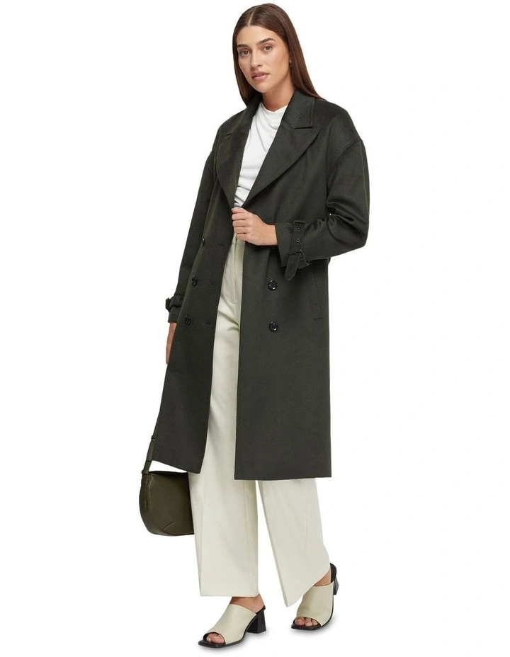 Nova Wool Rich Overcoat with Belt in Olive