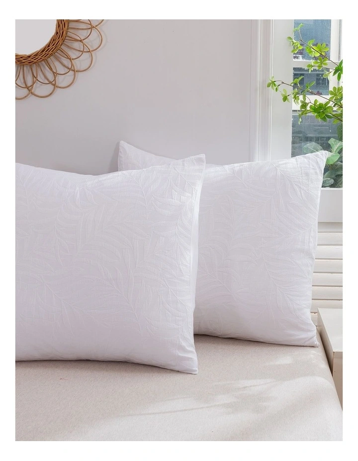 Leafy Jacquard Cotton European Pillowcase in White