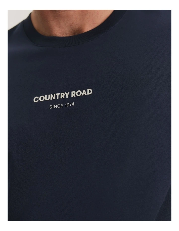 Australian Cotton Modern Logo T-shirt in Navy