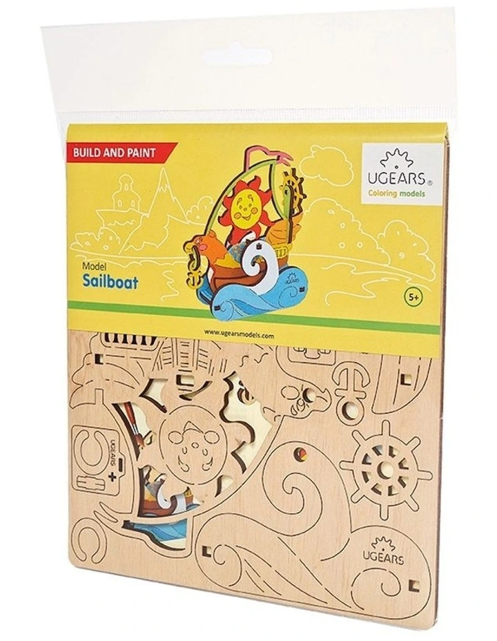 3D Colouring Sailboat 17 Piece Wooden Puzzle Kit (5+ Years)