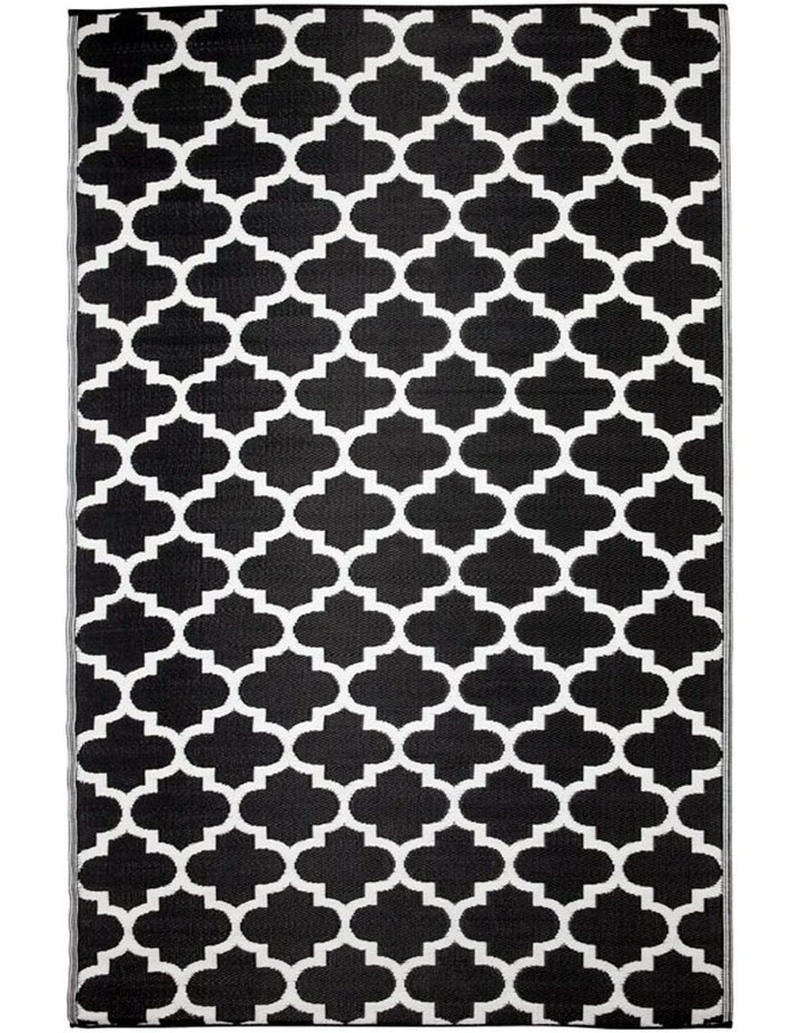 180x270 cm Recycled Plastic Outdoor Rug and Mat Tangier Black and White